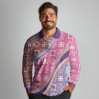 Hawaiian Quilt Pattern Long Sleeve Polo Shirt Sweet Color Mixed LT01 - Polynesian Pride