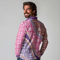 Hawaiian Quilt Pattern Long Sleeve Polo Shirt Sweet Color Mixed LT01 - Polynesian Pride