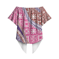 Hawaiian Quilt Pattern Off Shoulder Wrap Waist Top Sweet Color Mixed LT01 - Polynesian Pride