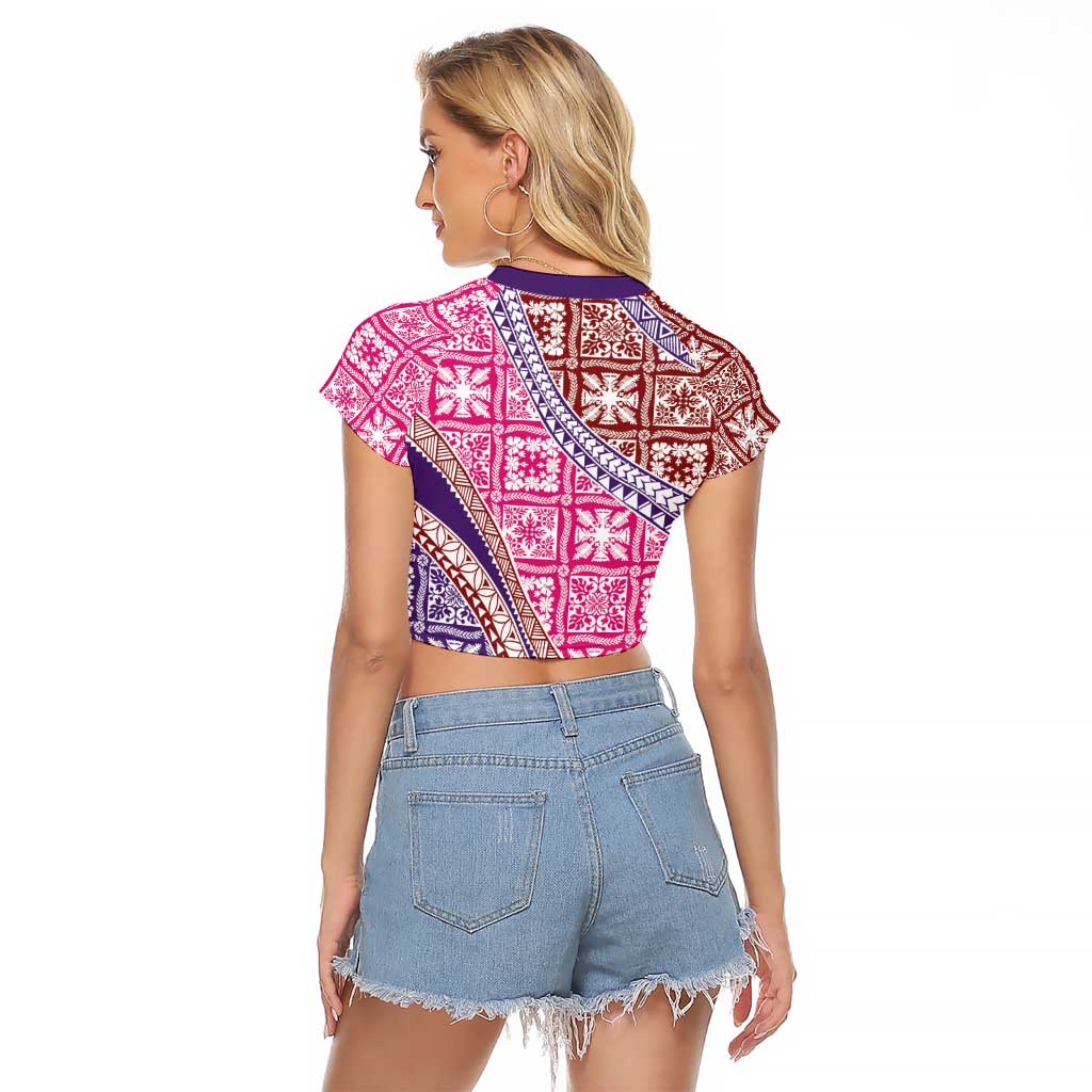 Hawaiian Quilt Pattern Raglan Cropped T Shirt Sweet Color Mixed - Polynesian Pride