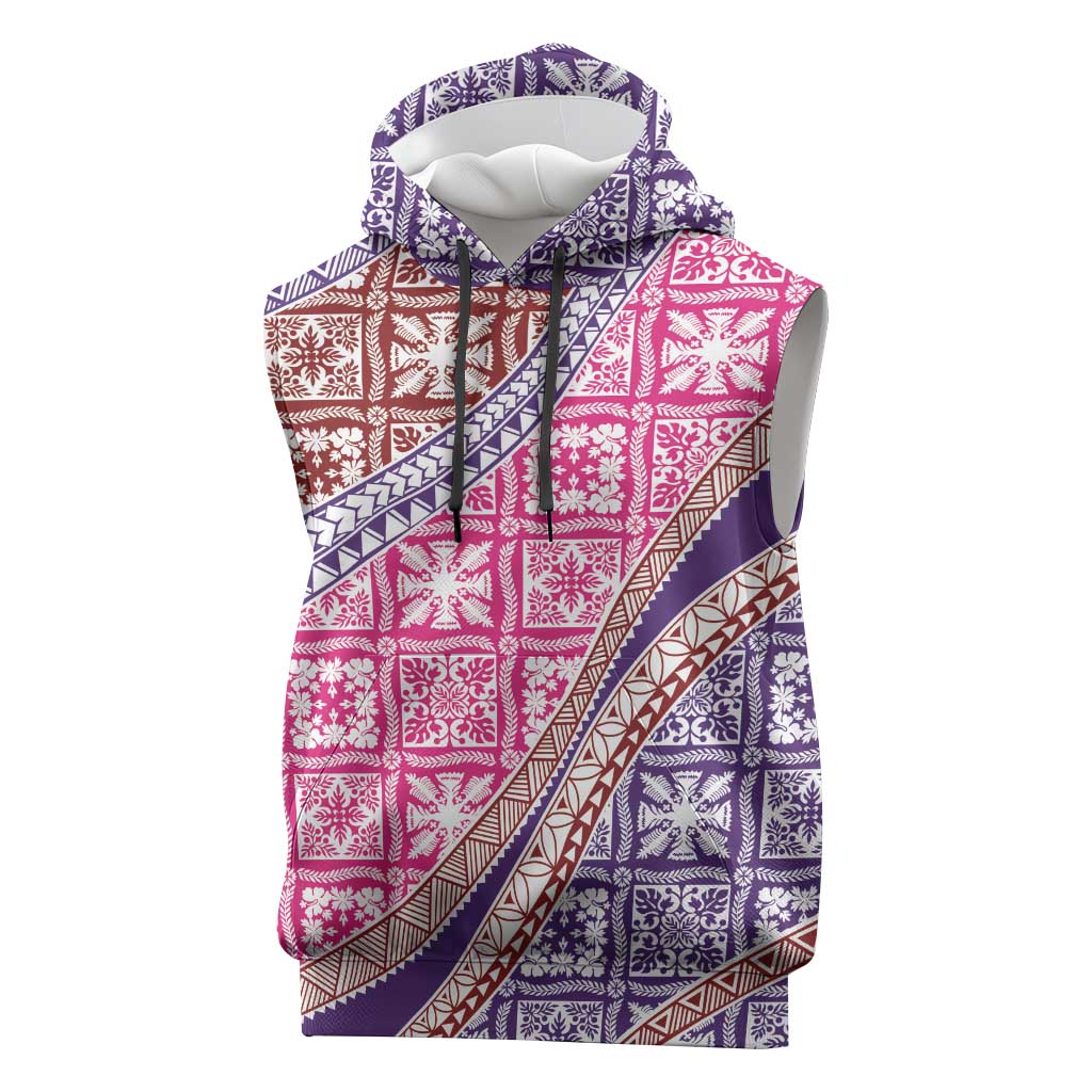 Hawaiian Quilt Pattern Sleeveless Hoodie Sweet Color Mixed LT01 Pink - Polynesian Pride