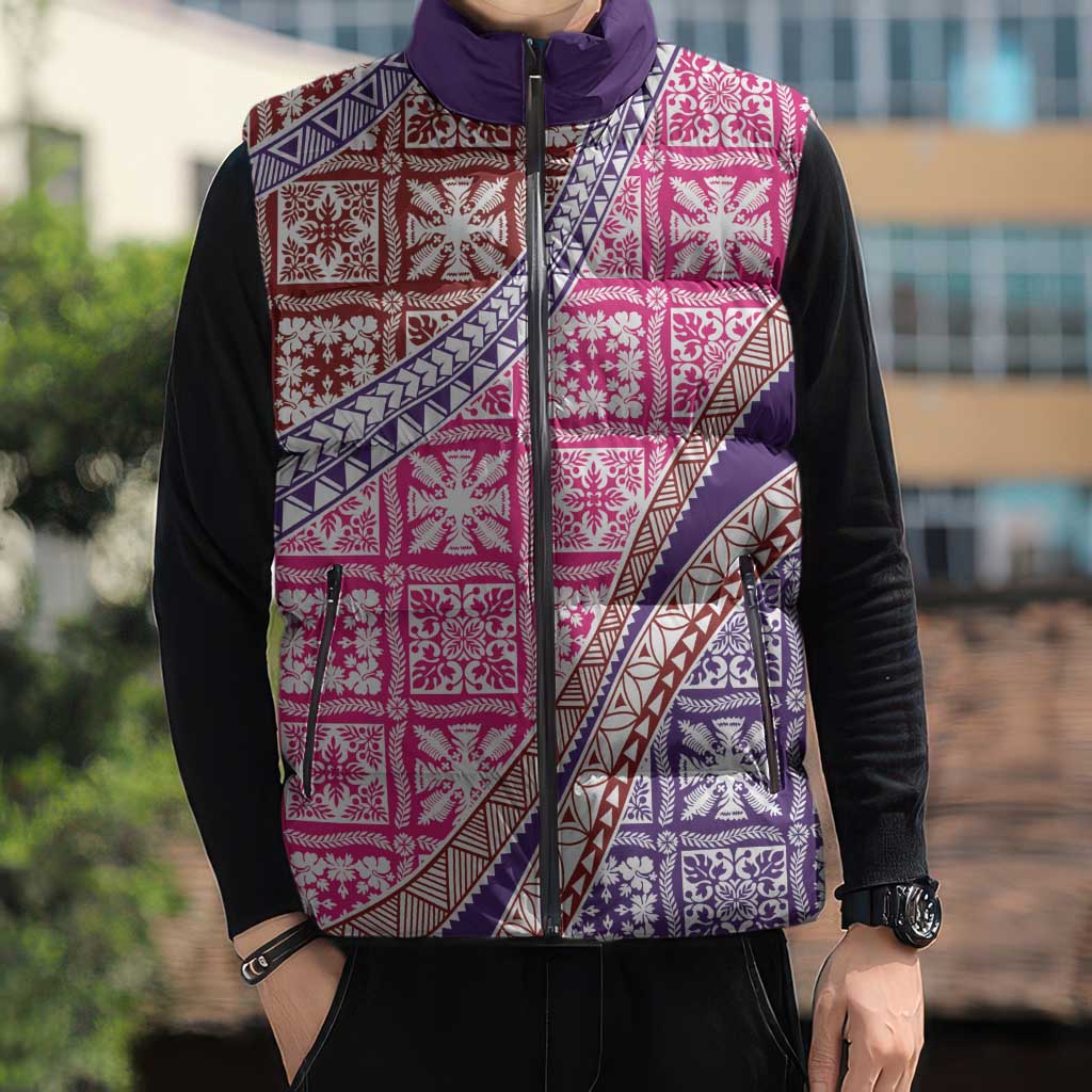 Hawaiian Quilt Pattern Sleeveless Puffer Jacket Sweet Color Mixed - Polynesian Pride