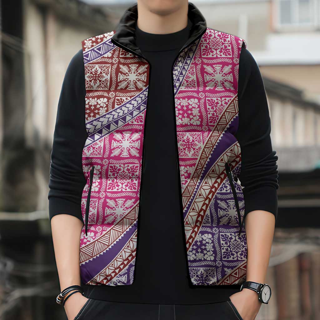 Hawaiian Quilt Pattern Sleeveless Puffer Jacket Sweet Color Mixed - Polynesian Pride