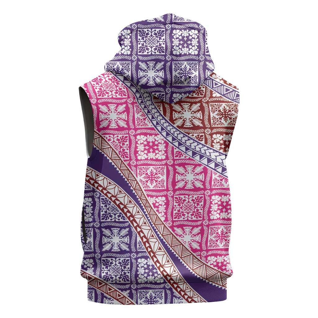 Hawaiian Quilt Pattern Sleeveless Zip Hoodie Sweet Color Mixed - Polynesian Pride