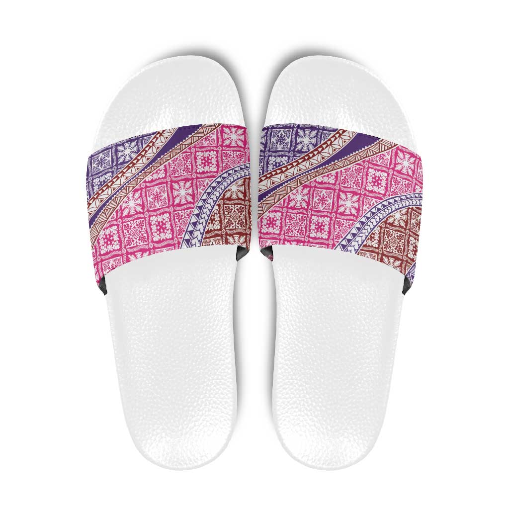 Hawaiian Quilt Pattern Slide Sandals Sweet Color Mixed - Polynesian Pride