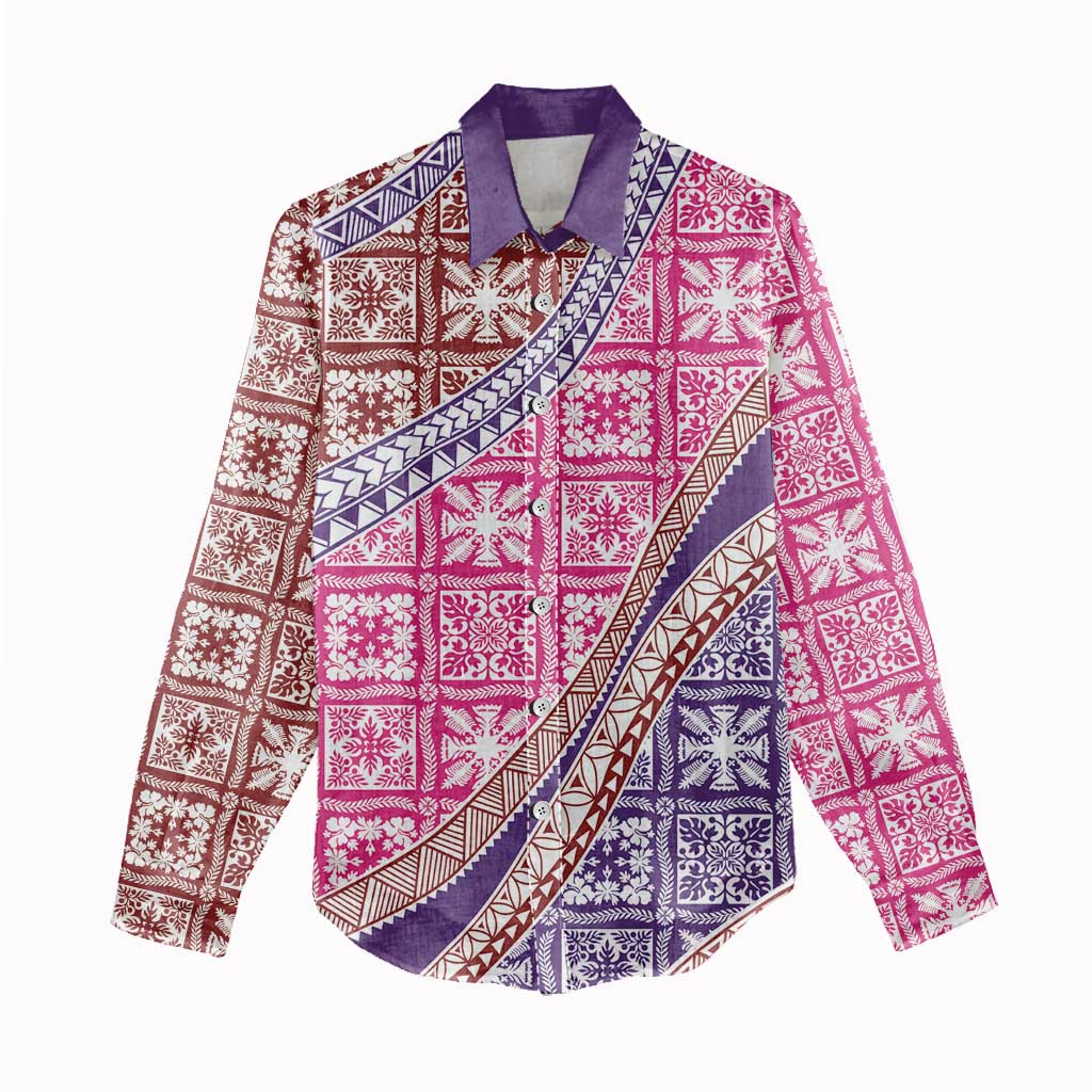 Hawaiian Quilt Pattern Women Casual Shirt Sweet Color Mixed - Polynesian Pride