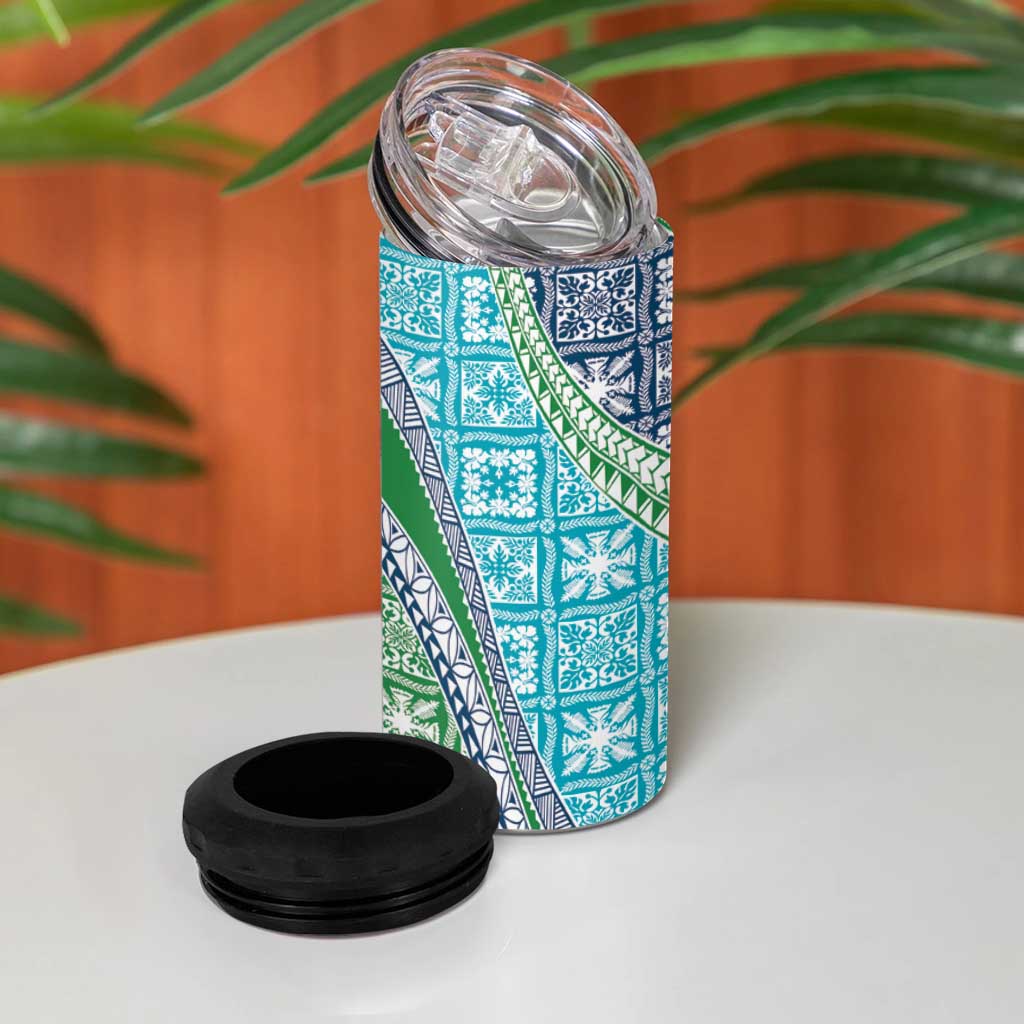 Hawaiian Quilt Pattern 4 in 1 Can Cooler Tumbler Fresh Color Mixed - Polynesian Pride