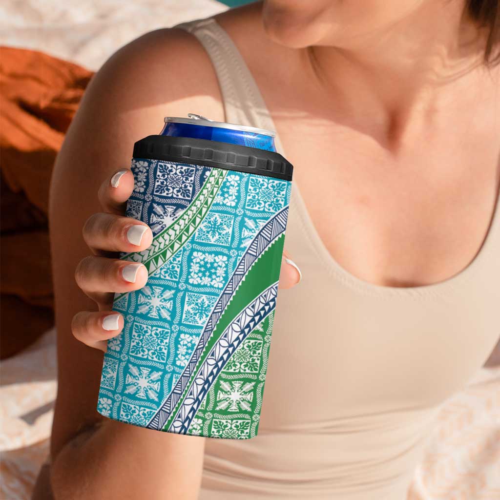 Hawaiian Quilt Pattern 4 in 1 Can Cooler Tumbler Fresh Color Mixed - Polynesian Pride