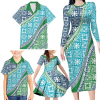 Hawaiian Quilt Pattern Family Matching Long Sleeve Bodycon Dress and Hawaiian Shirt Fresh Color Mixed LT01 - Polynesian Pride