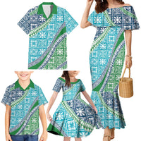 Hawaiian Quilt Pattern Family Matching Mermaid Dress and Hawaiian Shirt Fresh Color Mixed LT01 - Polynesian Pride