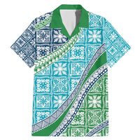 Hawaiian Quilt Pattern Family Matching Mermaid Dress and Hawaiian Shirt Fresh Color Mixed LT01 Dad's Shirt - Short Sleeve Green - Polynesian Pride