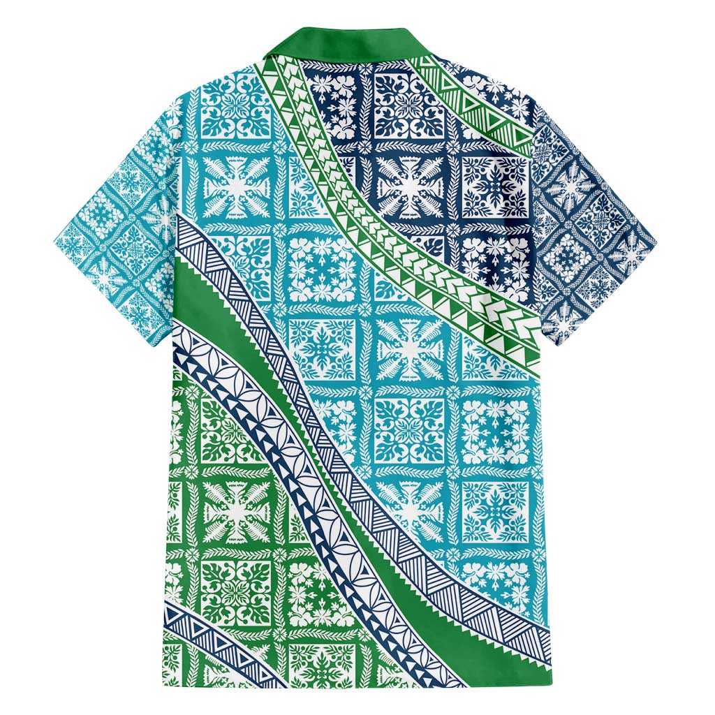 Hawaiian Quilt Pattern Family Matching Off Shoulder Short Dress and Hawaiian Shirt Fresh Color Mixed - Polynesian Pride