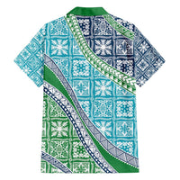 Hawaiian Quilt Pattern Family Matching Off Shoulder Short Dress and Hawaiian Shirt Fresh Color Mixed - Polynesian Pride