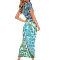 Hawaiian Quilt Pattern Family Matching Short Sleeve Bodycon Dress and Hawaiian Shirt Fresh Color Mixed LT01 - Polynesian Pride