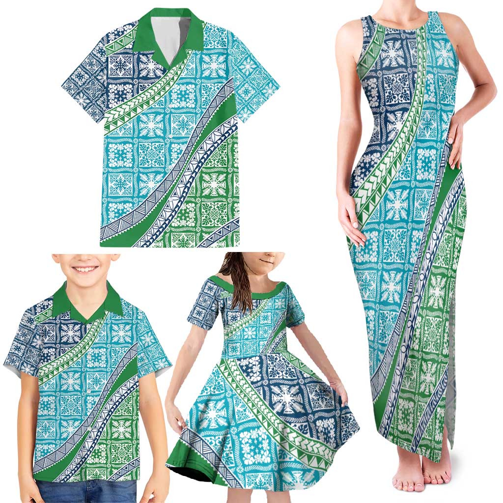 Hawaiian Quilt Pattern Family Matching Tank Maxi Dress and Hawaiian Shirt Fresh Color Mixed LT01 - Polynesian Pride
