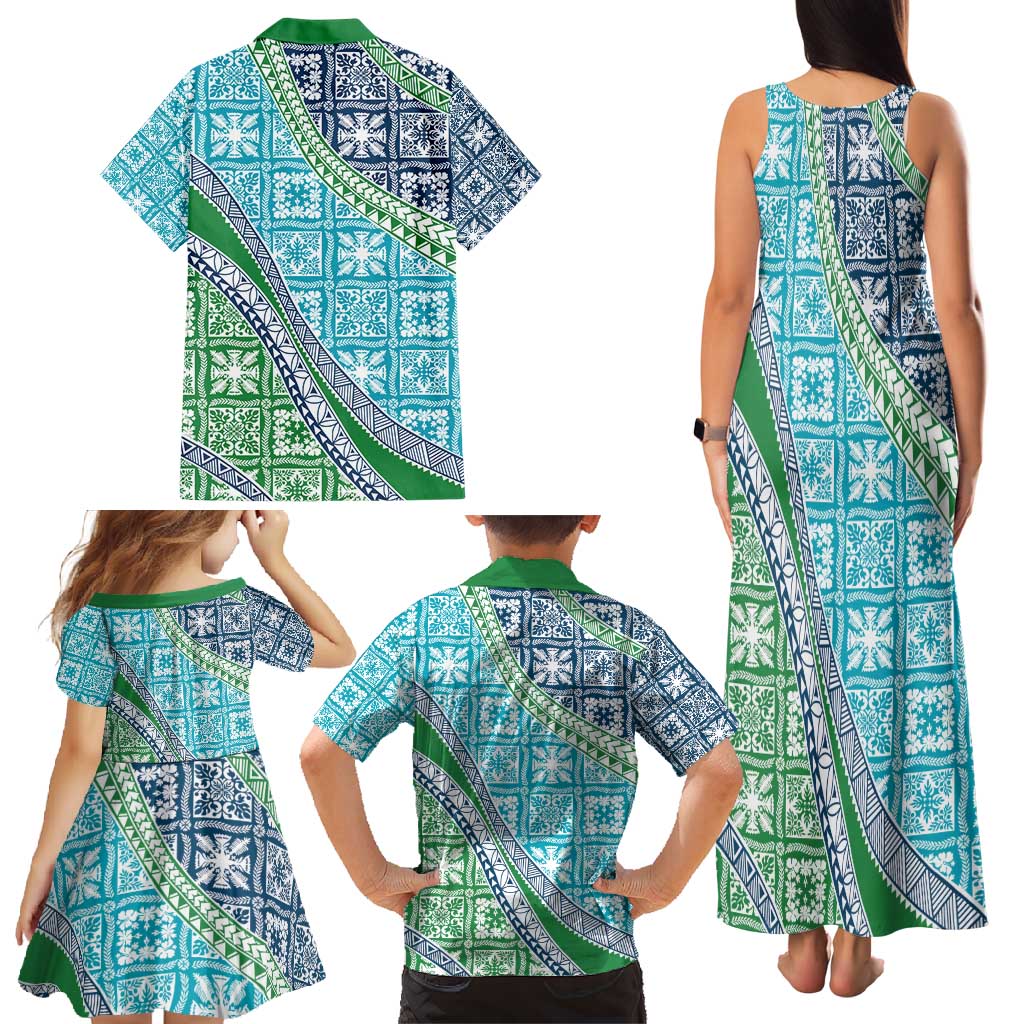 Hawaiian Quilt Pattern Family Matching Tank Maxi Dress and Hawaiian Shirt Fresh Color Mixed LT01 - Polynesian Pride