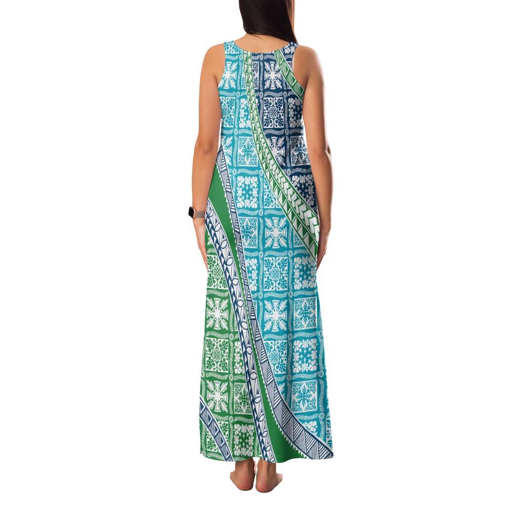 Hawaiian Quilt Pattern Family Matching Tank Maxi Dress and Hawaiian Shirt Fresh Color Mixed LT01 - Polynesian Pride