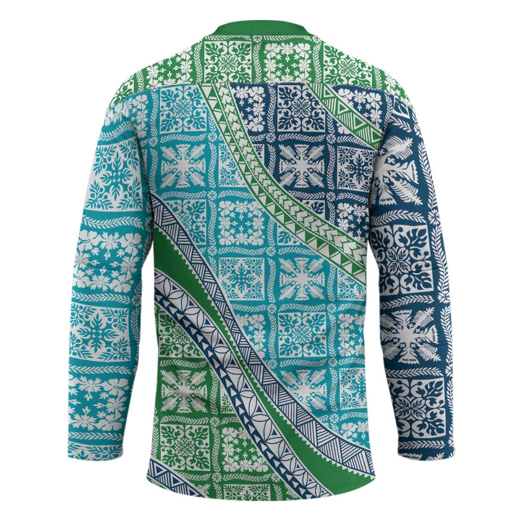 Hawaiian Quilt Pattern Hockey Jersey Fresh Color Mixed - Polynesian Pride
