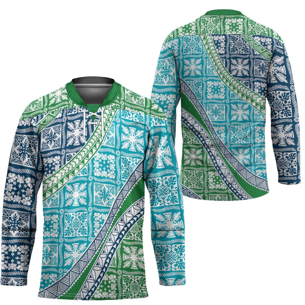 Hawaiian Quilt Pattern Hockey Jersey Fresh Color Mixed - Polynesian Pride
