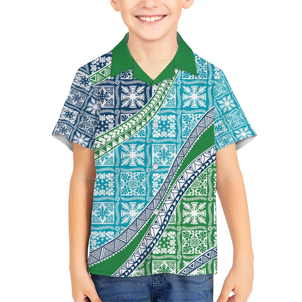Hawaiian Quilt Pattern Kid Hawaiian Shirt Fresh Color Mixed LT01 Kid Green - Polynesian Pride