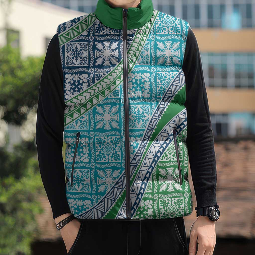 Hawaiian Quilt Pattern Sleeveless Puffer Jacket Fresh Color Mixed - Polynesian Pride