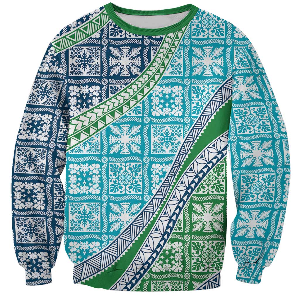 Hawaiian Quilt Pattern Sweatshirt Fresh Color Mixed LT01 Unisex Green - Polynesian Pride