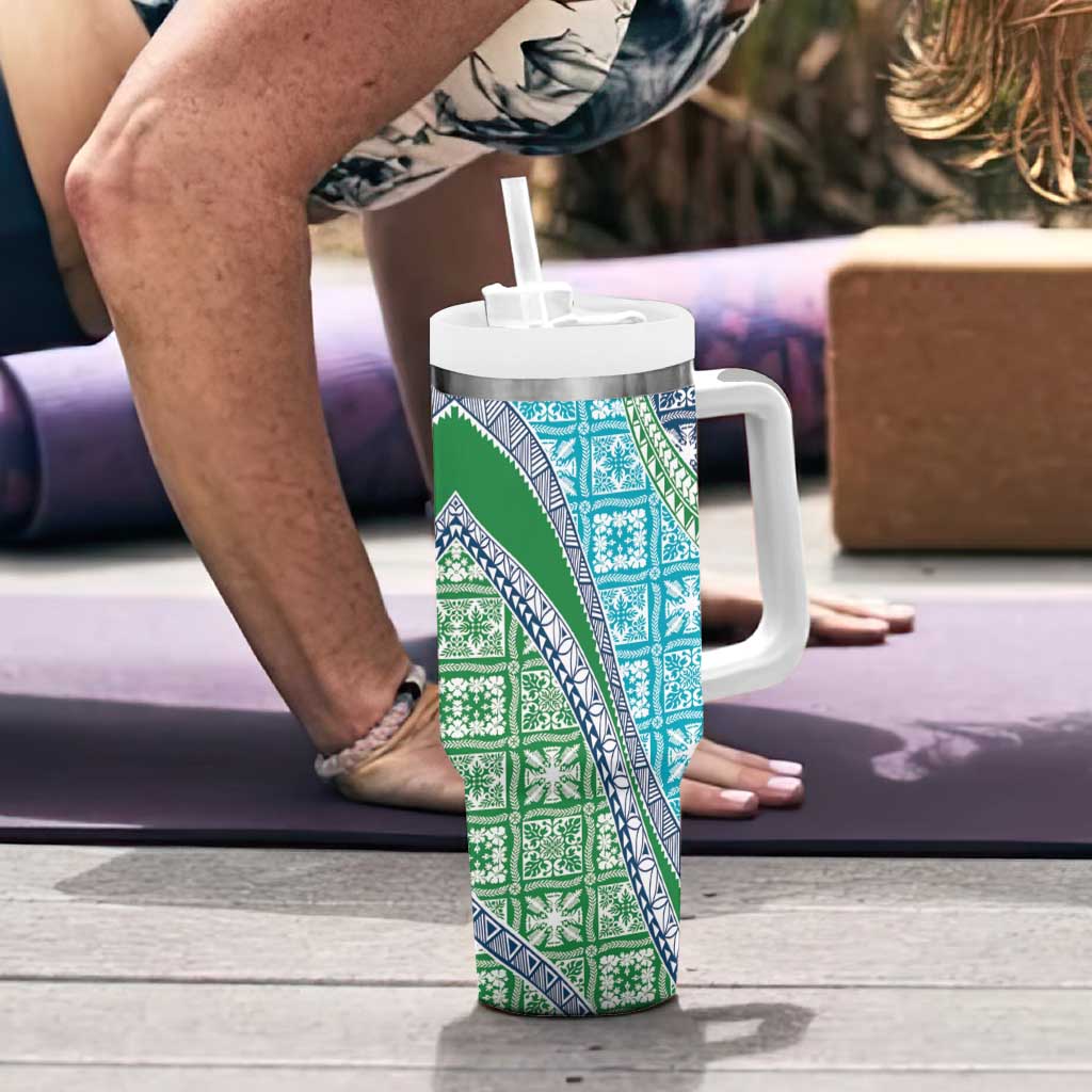 Hawaiian Quilt Pattern Tumbler With Handle Fresh Color Mixed - Polynesian Pride