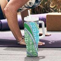 Hawaiian Quilt Pattern Tumbler With Handle Fresh Color Mixed - Polynesian Pride