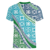 Hawaiian Quilt Pattern Women V-Neck T-Shirt Fresh Color Mixed LT01 - Polynesian Pride