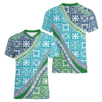 Hawaiian Quilt Pattern Women V-Neck T-Shirt Fresh Color Mixed LT01 - Polynesian Pride