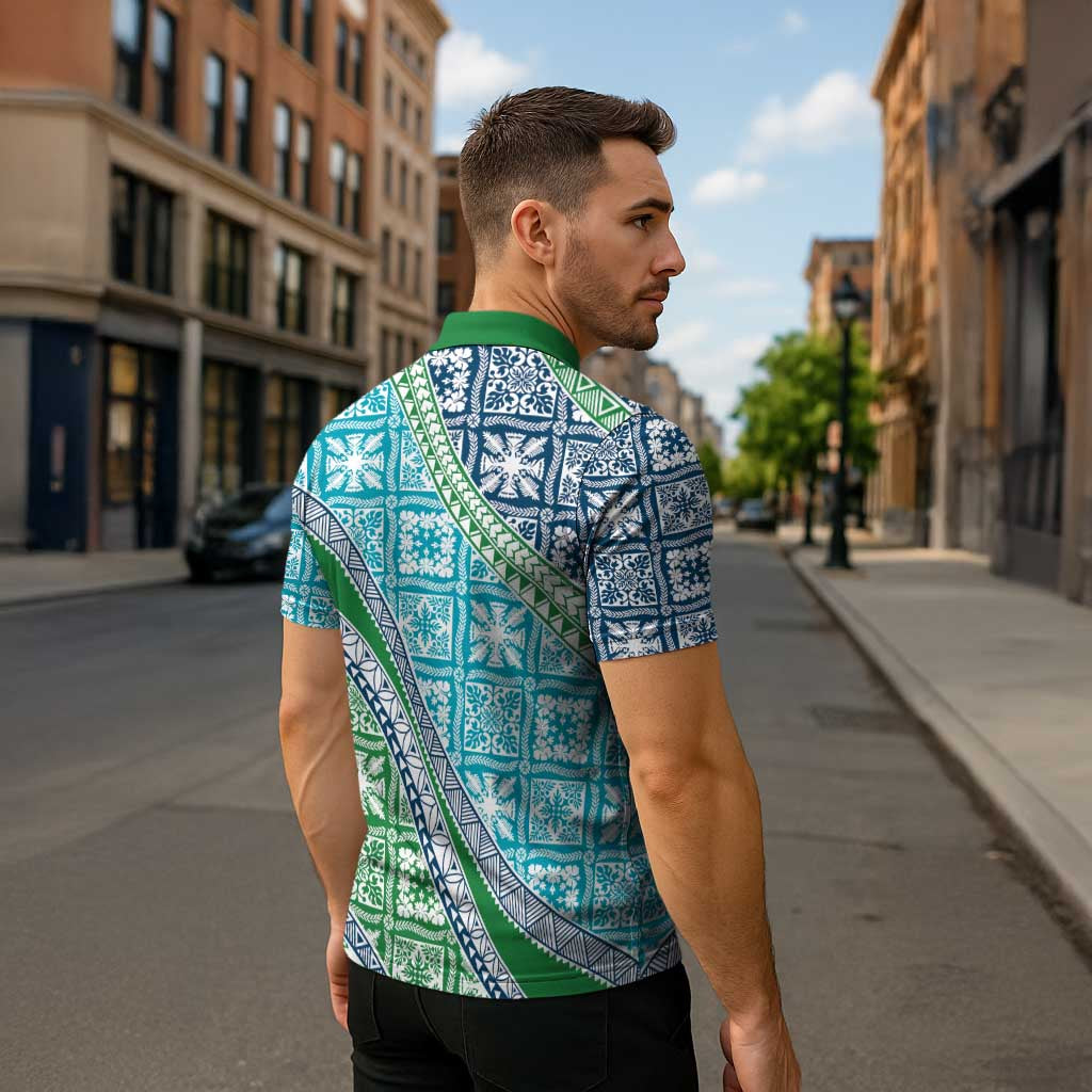 Hawaiian Quilt Pattern Zipper Polo Shirt Fresh Color Mixed - Polynesian Pride