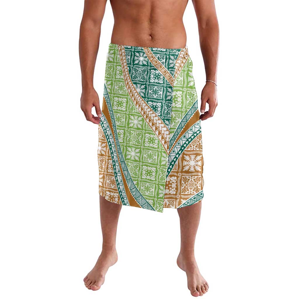 Hawaiian Quilt Pattern Lavalava Green Chestnut Color Mixed - Polynesian Pride