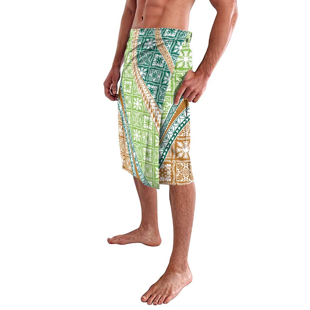 Hawaiian Quilt Pattern Lavalava Green Chestnut Color Mixed - Polynesian Pride