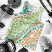 Hawaiian Quilt Pattern Men Tank Top Green Chestnut Color Mixed - Polynesian Pride