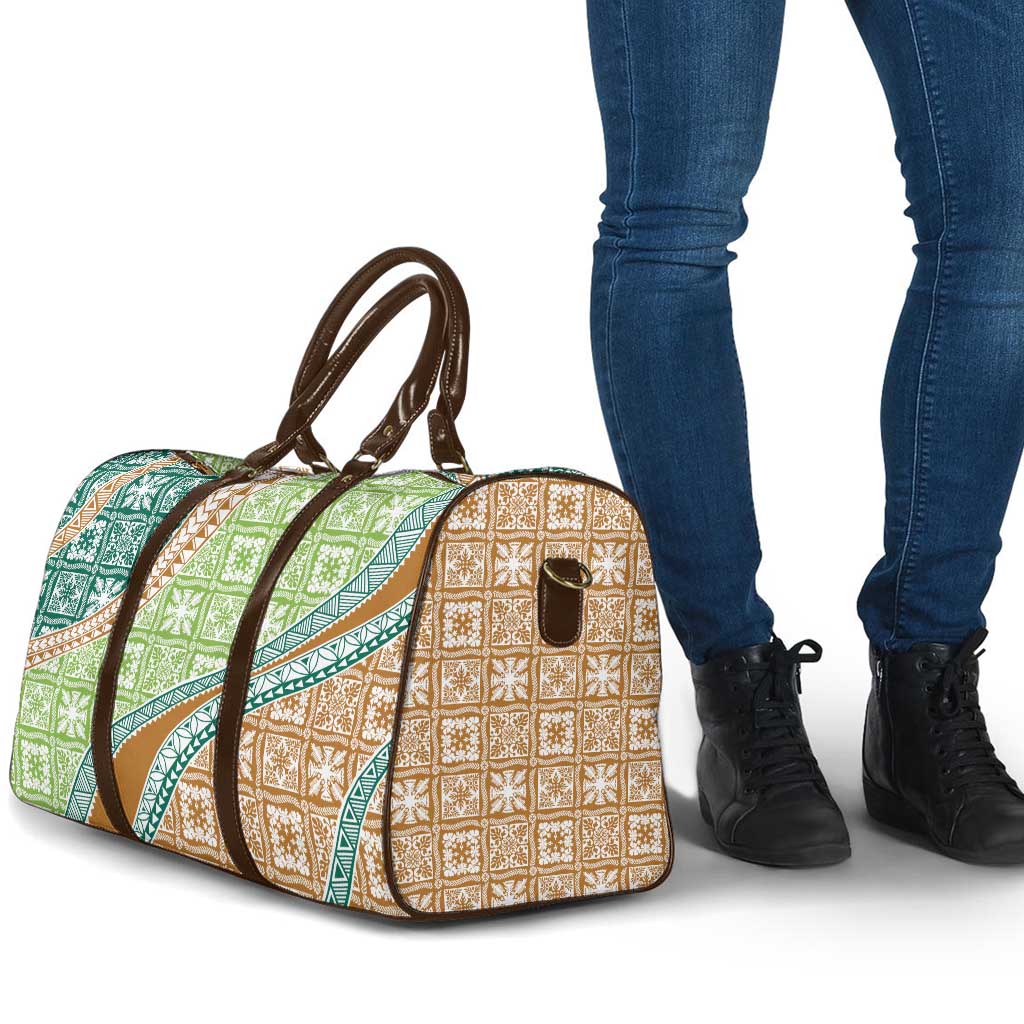 Hawaiian Quilt Pattern Travel Bag Green Chestnut Color Mixed - Polynesian Pride