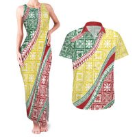 Hawaiian Quilt Pattern Couples Matching Tank Maxi Dress and Hawaiian Shirt Special Color Mixed LT01 Multicolor - Polynesian Pride