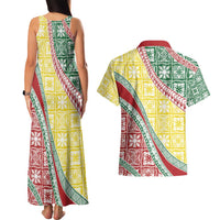 Hawaiian Quilt Pattern Couples Matching Tank Maxi Dress and Hawaiian Shirt Special Color Mixed LT01 - Polynesian Pride