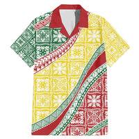 Hawaiian Quilt Pattern Family Matching Mermaid Dress and Hawaiian Shirt Special Color Mixed LT01 Dad's Shirt - Short Sleeve Multicolor - Polynesian Pride