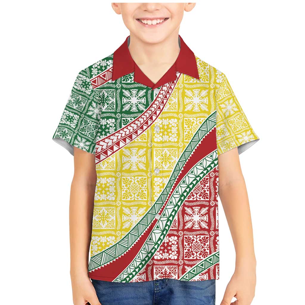 Hawaiian Quilt Pattern Family Matching Mermaid Dress and Hawaiian Shirt Special Color Mixed LT01 Son's Shirt Multicolor - Polynesian Pride