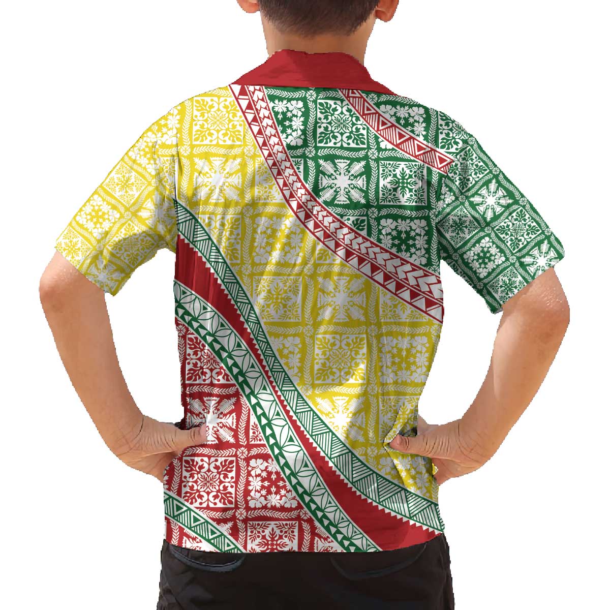 Hawaiian Quilt Pattern Family Matching Off The Shoulder Long Sleeve Dress and Hawaiian Shirt Special Color Mixed LT01 - Polynesian Pride