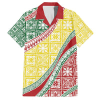 Hawaiian Quilt Pattern Family Matching Off The Shoulder Long Sleeve Dress and Hawaiian Shirt Special Color Mixed LT01 Dad's Shirt - Short Sleeve Multicolor - Polynesian Pride