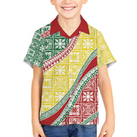 Hawaiian Quilt Pattern Family Matching Off The Shoulder Long Sleeve Dress and Hawaiian Shirt Special Color Mixed LT01 Son's Shirt Multicolor - Polynesian Pride