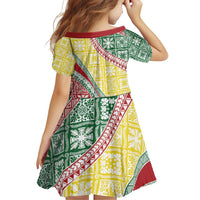 Hawaiian Quilt Pattern Family Matching Off Shoulder Short Dress and Hawaiian Shirt Special Color Mixed LT01 - Polynesian Pride