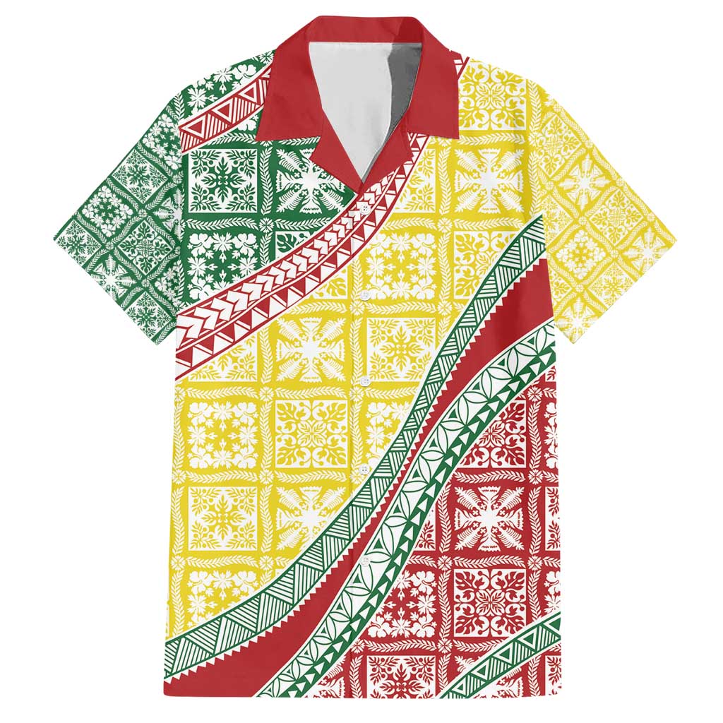 Hawaiian Quilt Pattern Family Matching Short Sleeve Bodycon Dress and Hawaiian Shirt Special Color Mixed LT01 Dad's Shirt - Short Sleeve Multicolor - Polynesian Pride