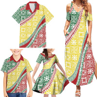 Hawaiian Quilt Pattern Family Matching Summer Maxi Dress and Hawaiian Shirt Special Color Mixed LT01 - Polynesian Pride