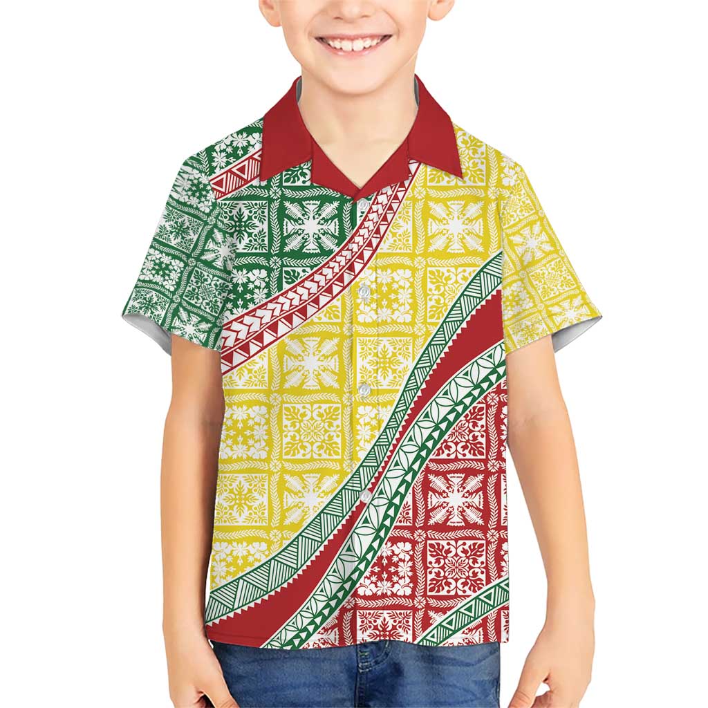 Hawaiian Quilt Pattern Kid Hawaiian Shirt Special Color Mixed LT01 Kid Multicolor - Polynesian Pride