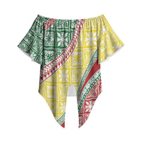 Hawaiian Quilt Pattern Off Shoulder Wrap Waist Top Special Color Mixed LT01 Multicolor - Polynesian Pride