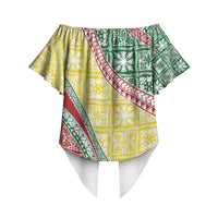 Hawaiian Quilt Pattern Off Shoulder Wrap Waist Top Special Color Mixed LT01 - Polynesian Pride