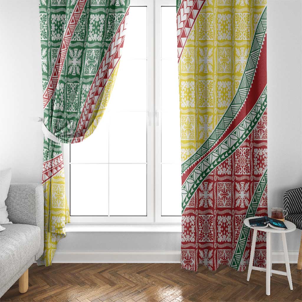 Hawaiian Quilt Pattern Window Curtain Special Color Mixed - Polynesian Pride