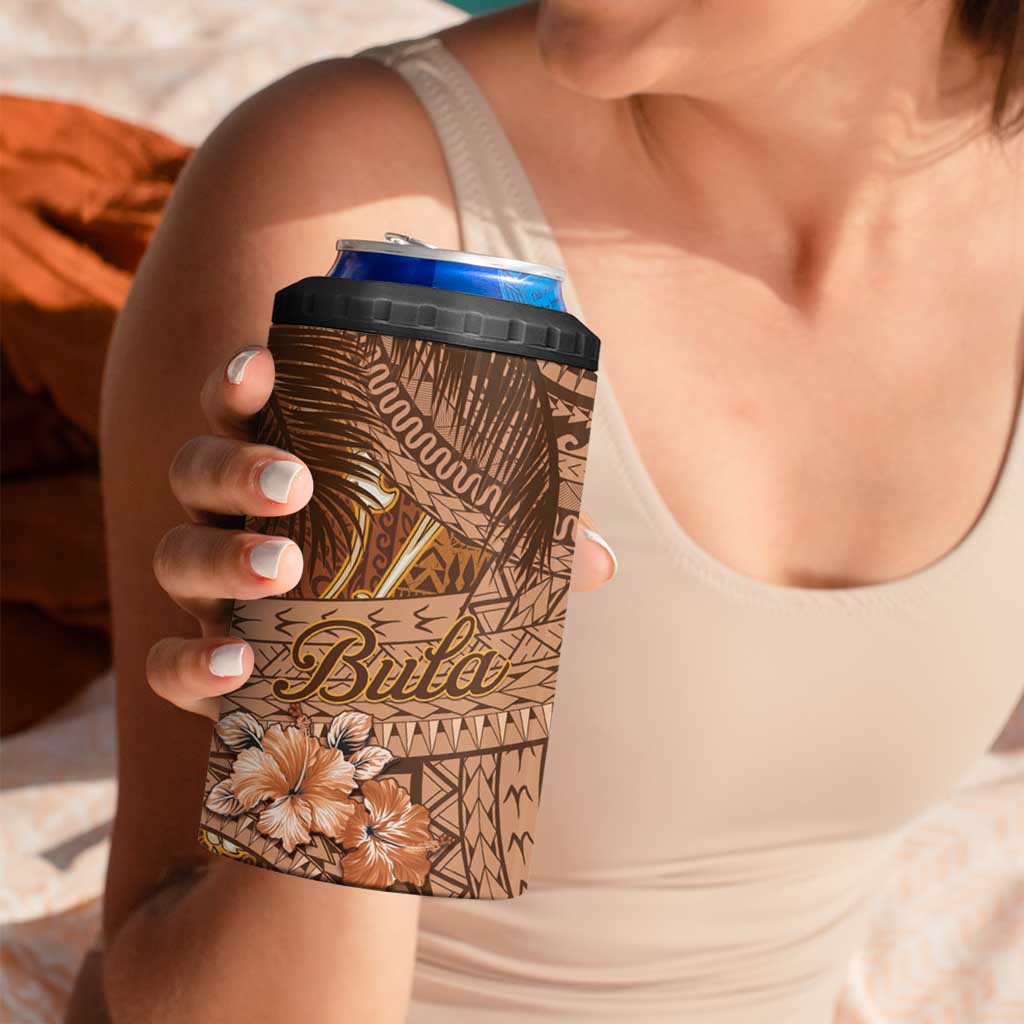 Personalised Fiji Masi 4 in 1 Can Cooler Tumbler Bula Fijian Masi Tapa Vintage Style LT01 - Polynesian Pride